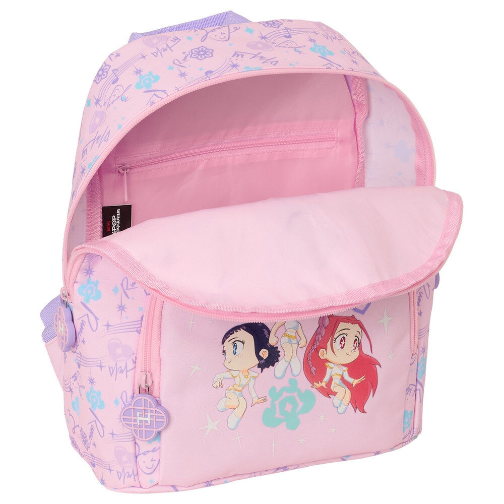 Mochila rosa Chibi Kpop Demon Hunters de SAFTA con tres personajes - 4