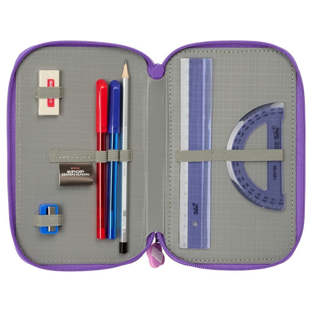 Plumier triple morado SAFTA de Kpop Demon Hunters con diseño HUNTRIX - 4