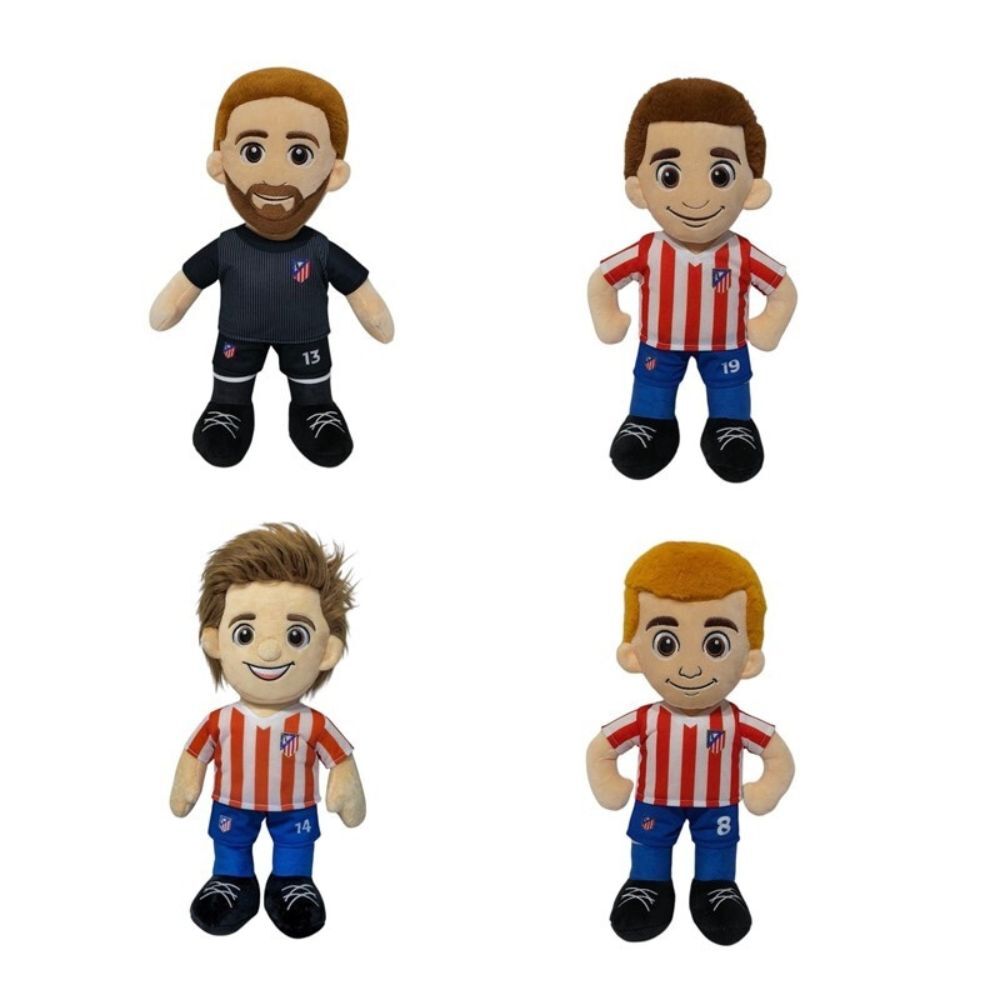 Peluche surtido de jugador del Atlético de Madrid con equipación rojiblanca