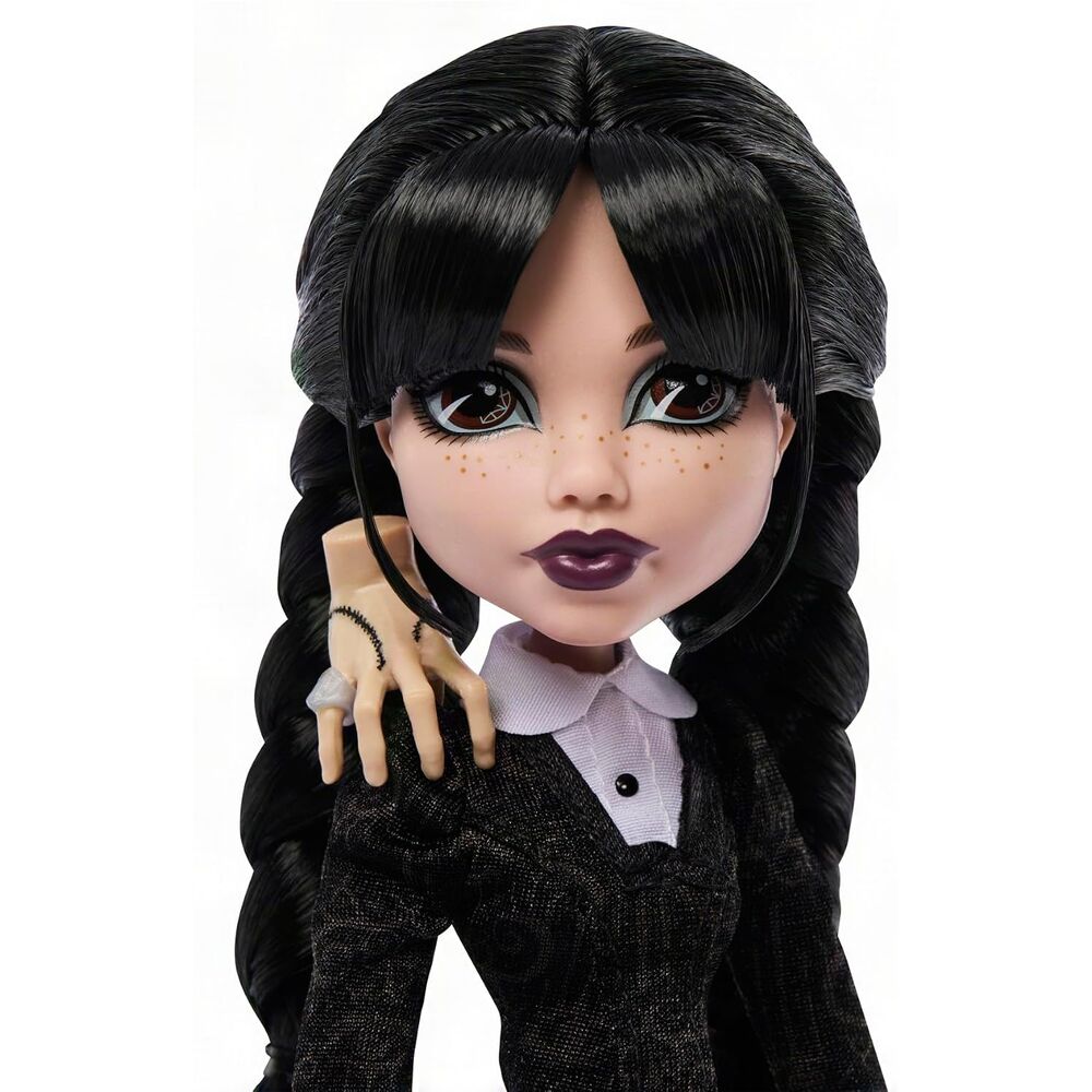 Muñeca Miércoles Addams Monster High con Thing y soporte - 3
