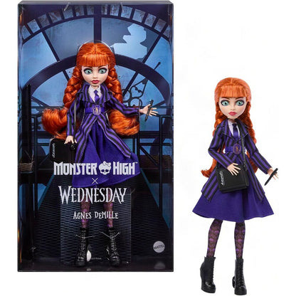 Muñeca Agnes DeMille de Wednesday con uniforme morado, bolso y soporte - 2