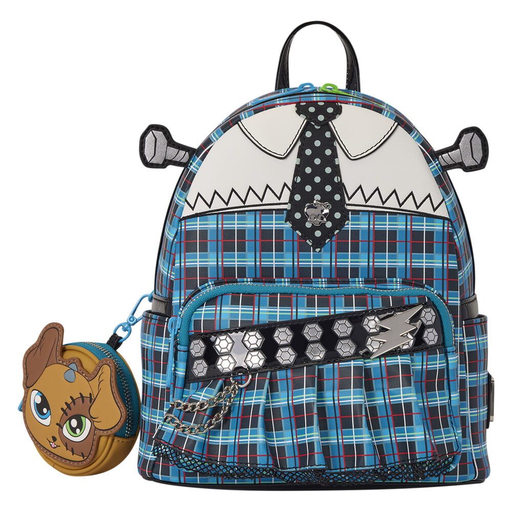 Mochila Loungefly de Frankie Monster High con estampado de cuadros azul