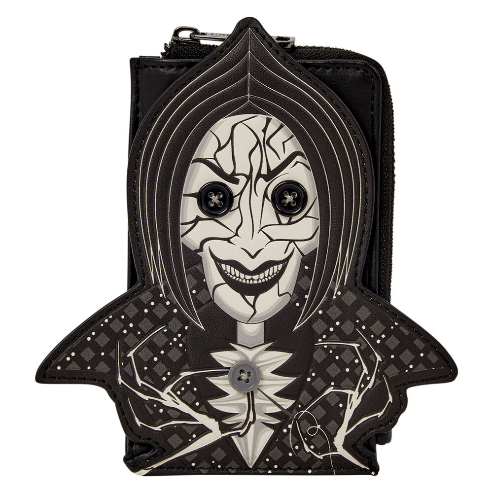 Tarjetero Loungefly de Other Mother de Coraline en blanco, negro y gris