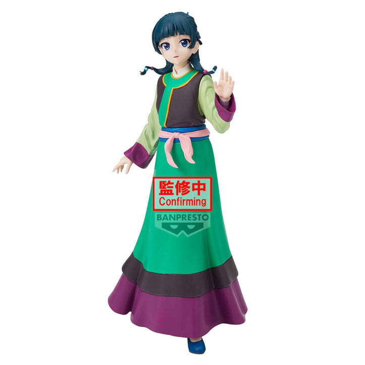 Figura de Maomao de The Apothecary Diaries con vestido verde y morado