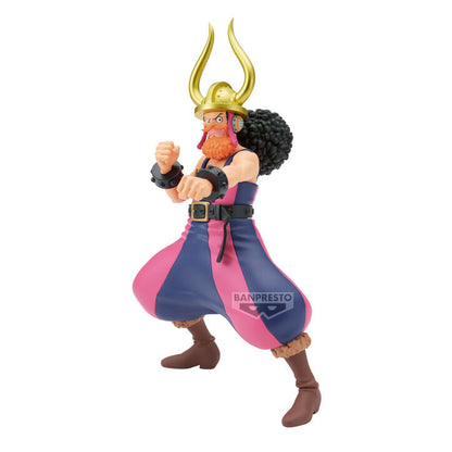 Figura de Usopp de One Piece con casco dorado y atuendo rosa y azul