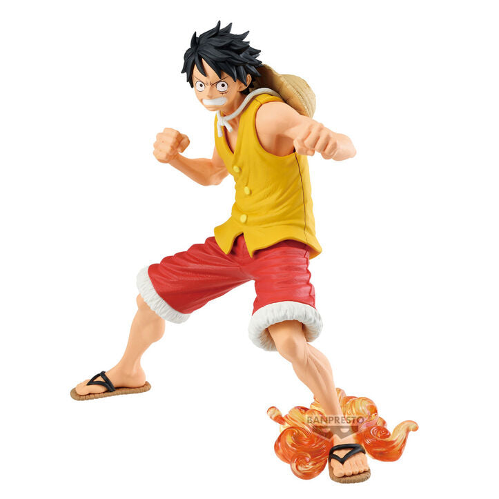 Figura de Monkey D. Luffy de One Piece con pose dinámica, chaleco amarillo y pantalón rojo - 2