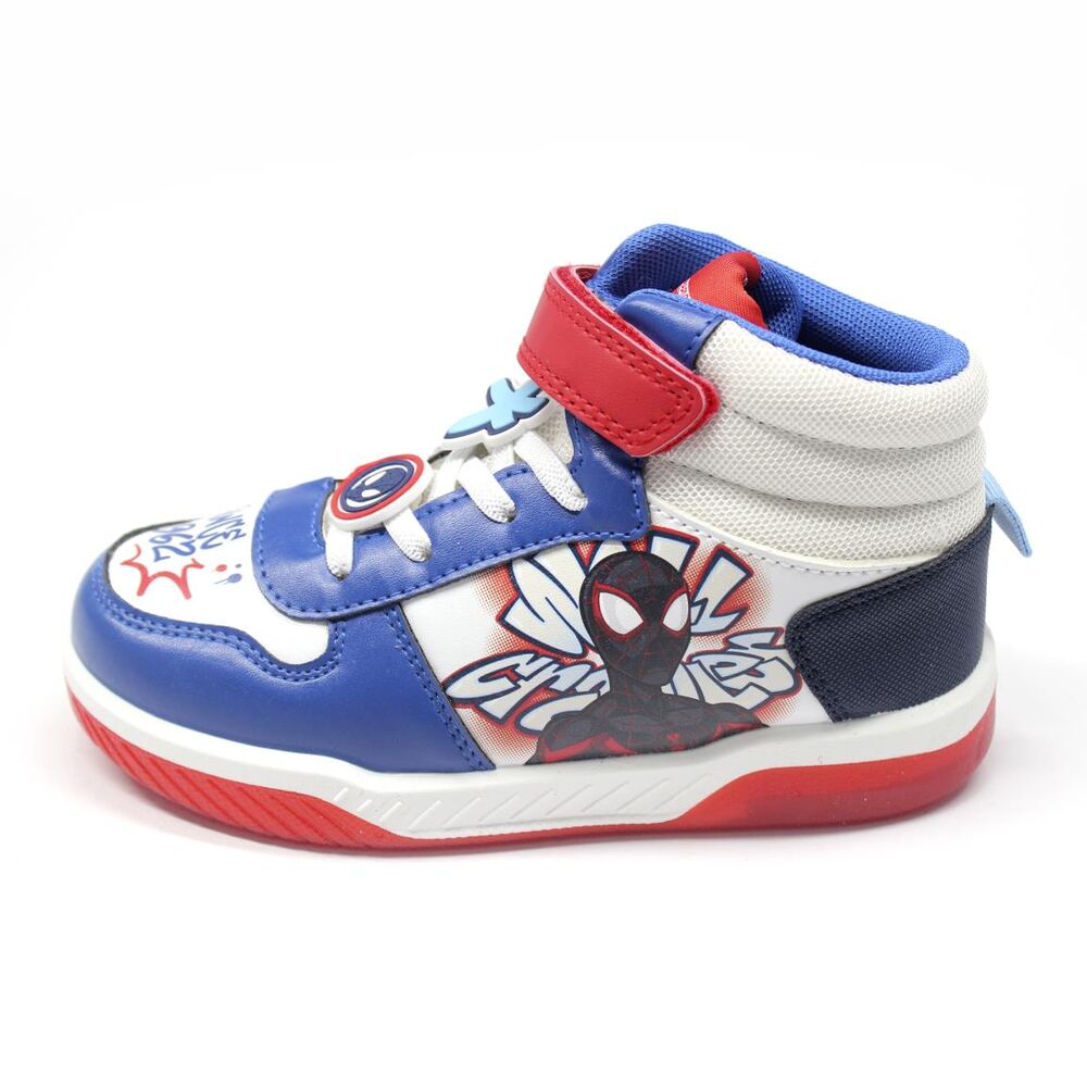 Deportiva alta de Spiderman Marvel azul, roja y blanca con luces - 6