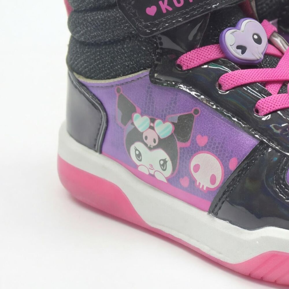 Deportivas altas Kuromi Hello Kitty negras y fucsias con luces - 4