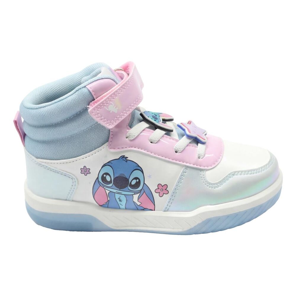 Deportiva de caña alta Stitch Disney con luces en blanco, rosa y azul