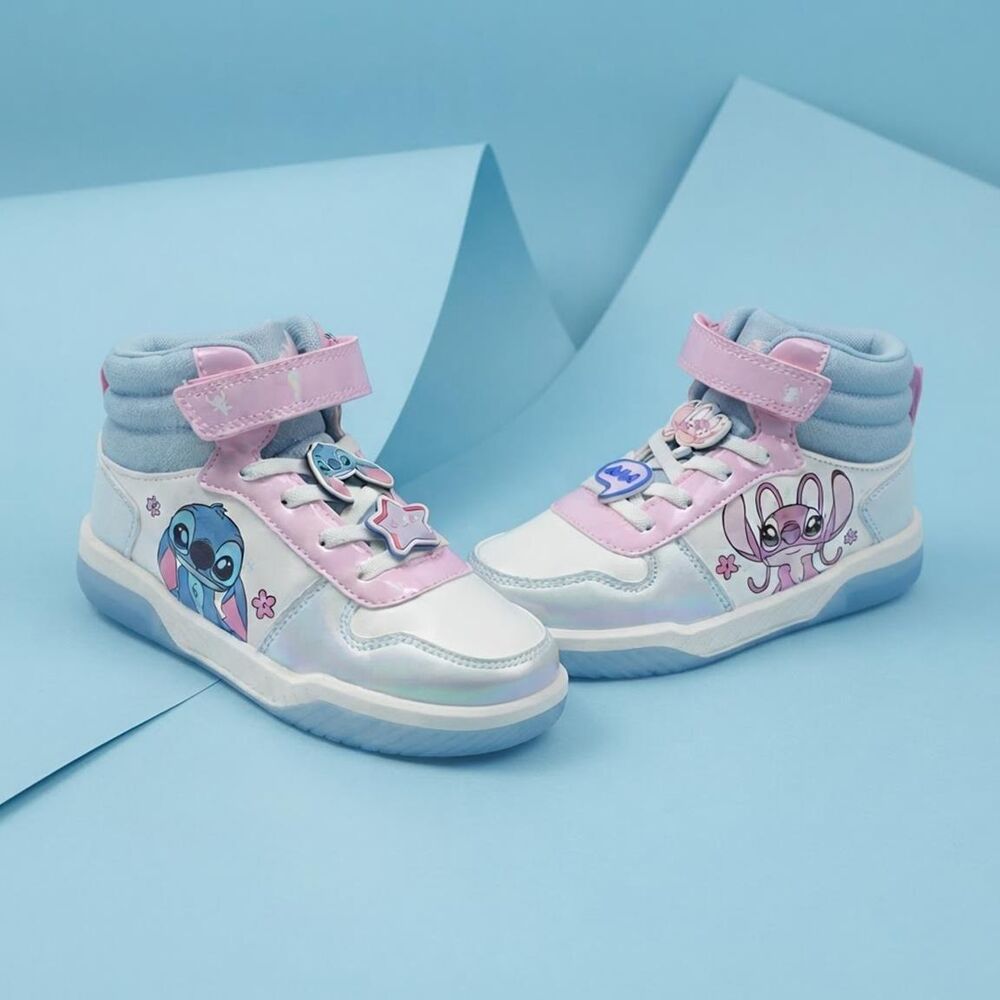 Deportiva de caña alta Stitch Disney con luces en blanco, rosa y azul - 5