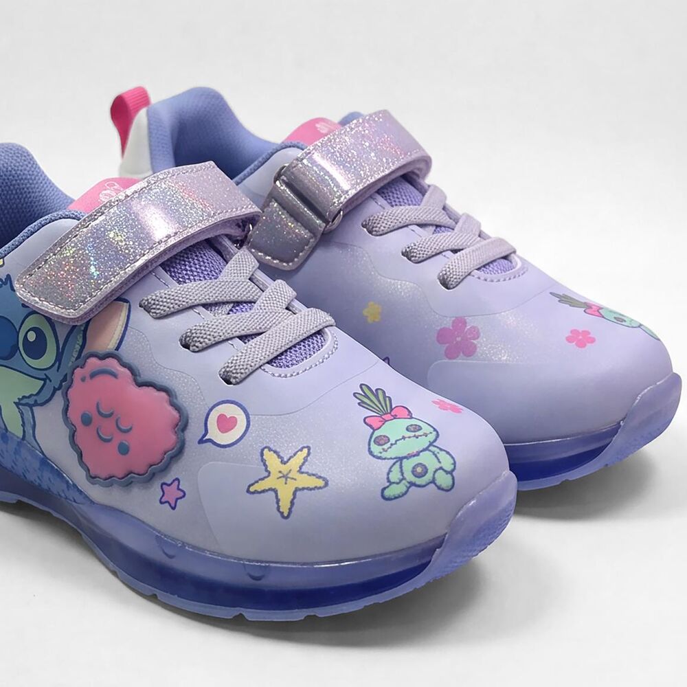Deportivas lavanda de Stitch Disney con luces, velcro y suela azul - 4