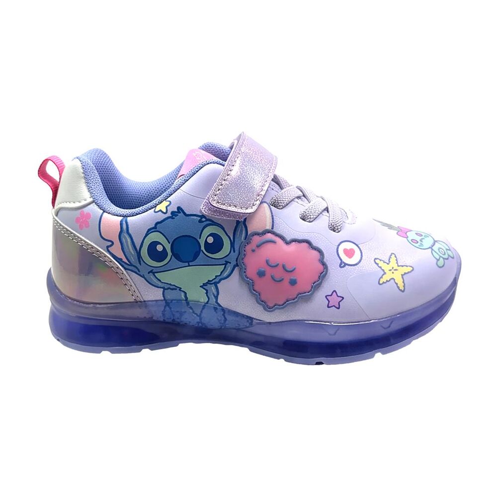 Deportivas lavanda de Stitch Disney con luces, velcro y suela azul