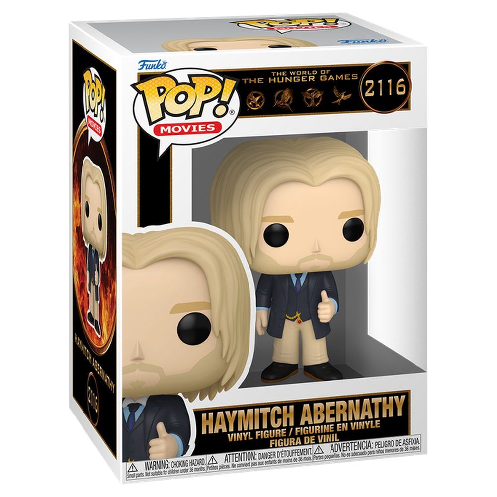 Figura Funko POP! de Haymitch Abernathy de The Hunger Games en su caja