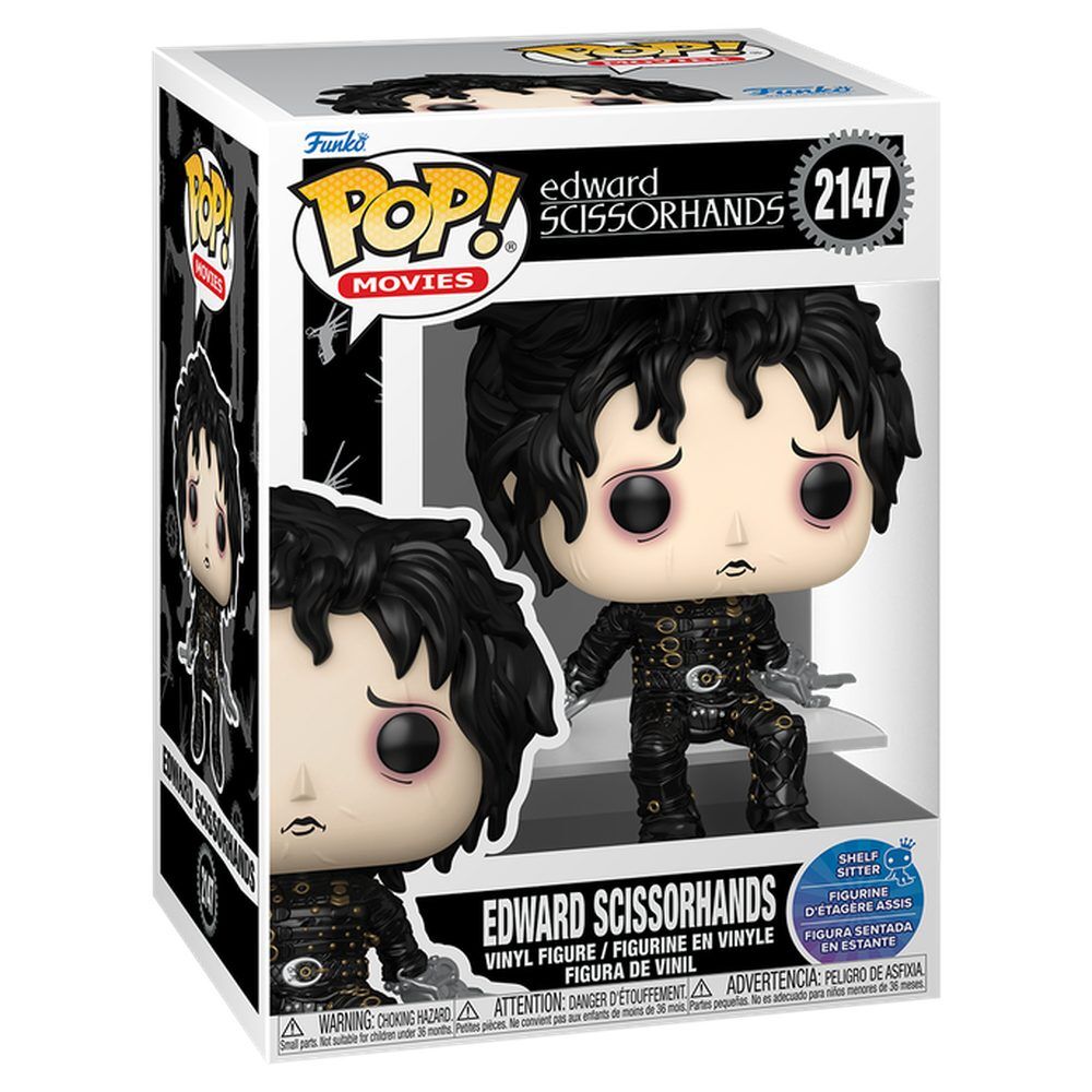 Figura Funko POP de Edward Scissorhands sentada en caja