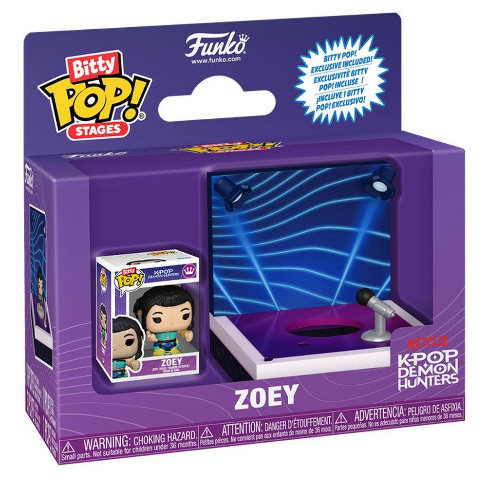Funko Bitty Pop! Stages de Zoey con escenario púrpura y micrófono