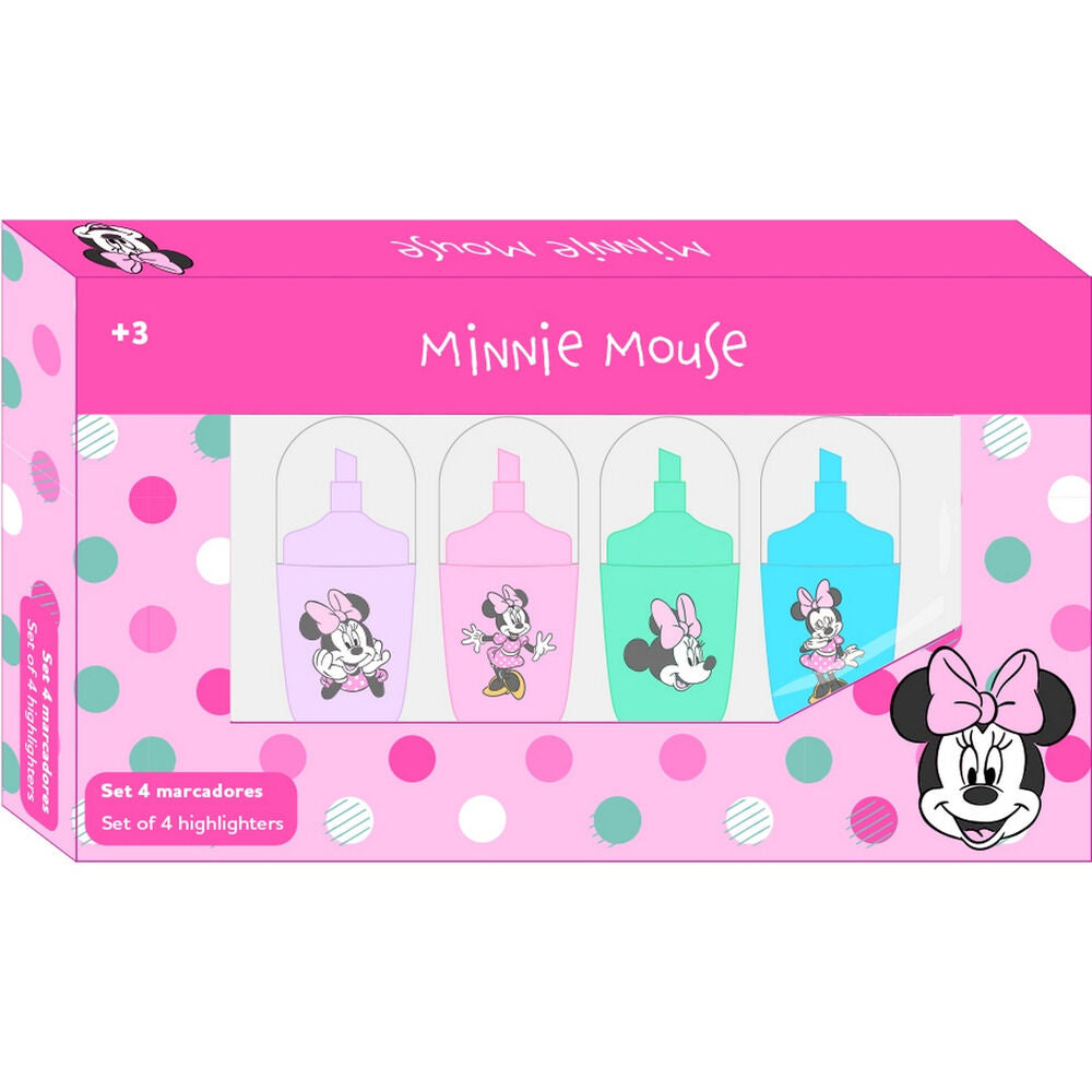 Set de cuatro subrayadores fluorescentes Minty Minnie de Disney