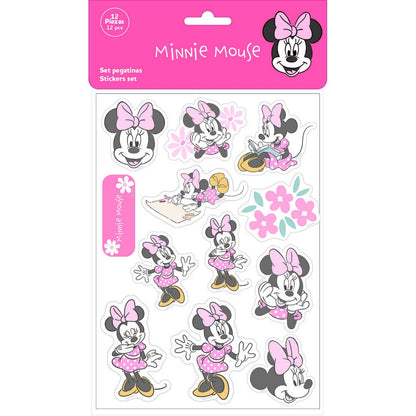 Blíster con 12 pegatinas de Minnie Mouse Disney en diseños diferentes