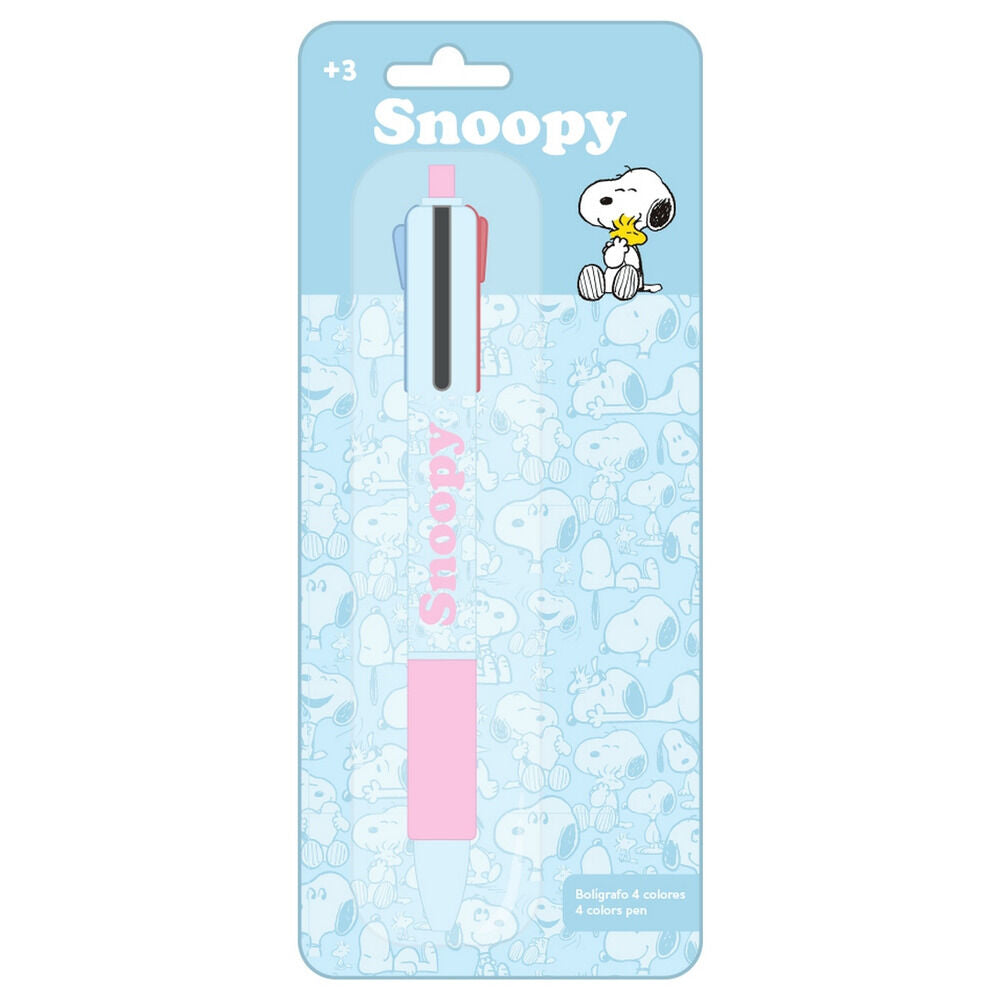 Bolígrafo de 4 colores Snoopy SAFTA en blíster azul y rosa