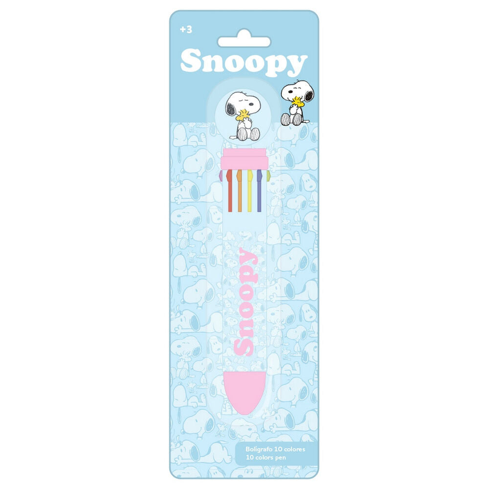 Bolígrafo de 10 colores Snoopy SAFTA con diseño azul claro