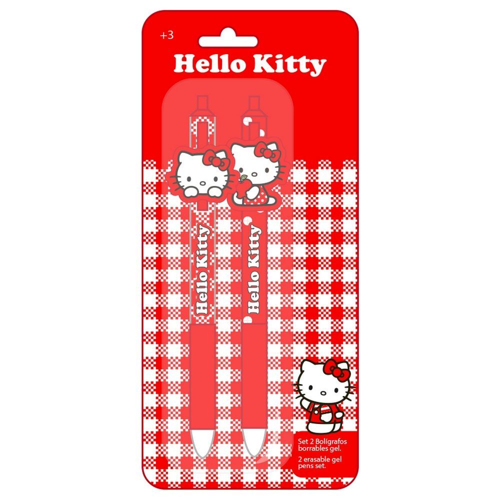 Blíster con dos bolígrafos de gel borrables Hello Kitty