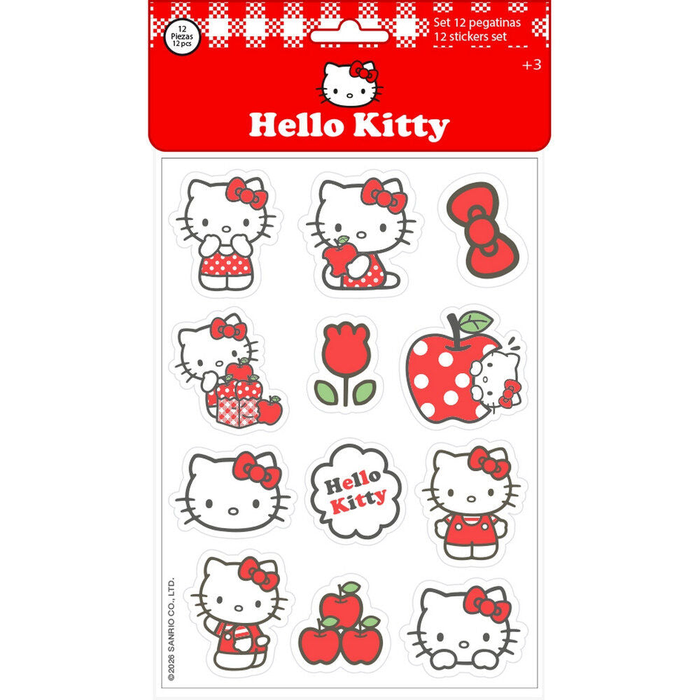 Set de 12 pegatinas Hello Kitty con diseños variados