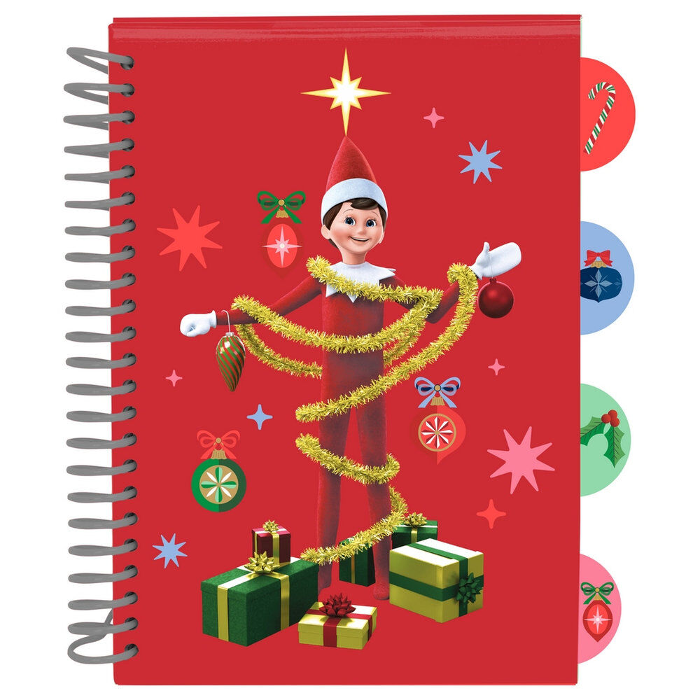 Cuaderno A5 rojo SAFTA Elf on the Shelf con espiral y separadores