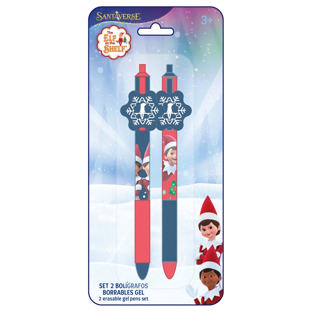 Blíster SAFTA con dos bolígrafos de gel borrables de Elf on the Shelf