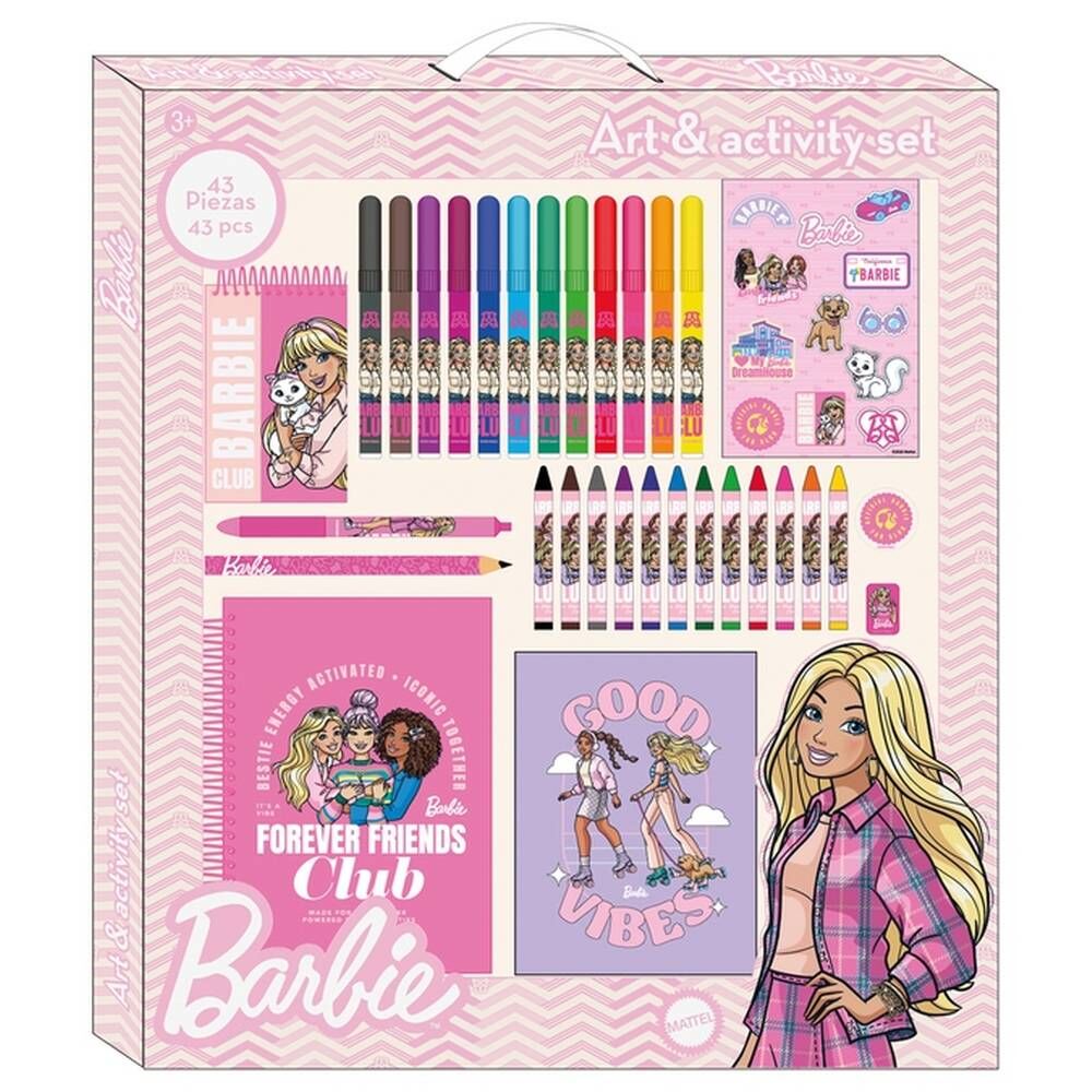 Set de actividades Barbie de 43 piezas SAFTA con ceras y rotuladores