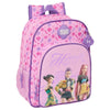 Mochila rosa y morada Kpop Demon Hunters con personajes en el frontal