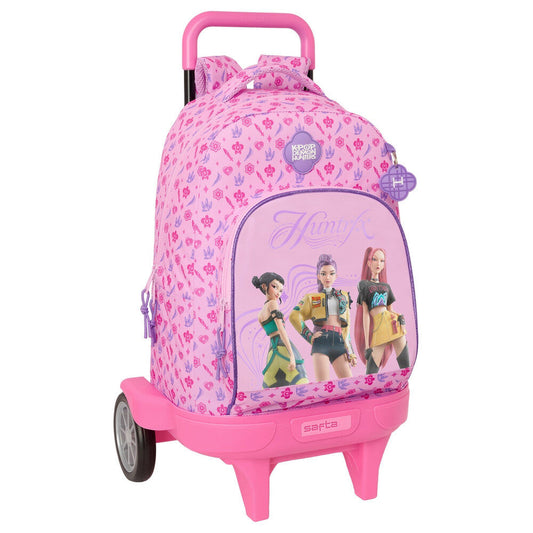 Trolley mochila rosa Safta Kpop Demon Hunters con carro y ruedas