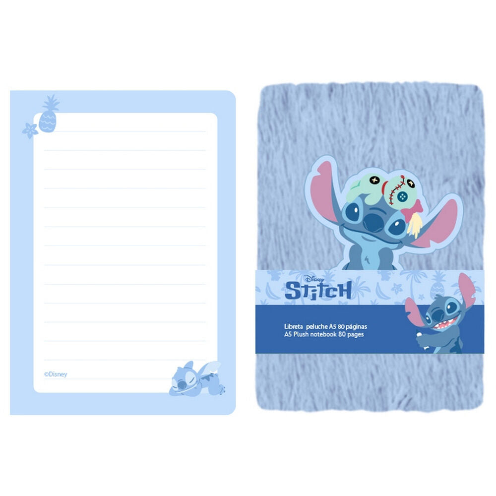 Cuaderno de peluche A5 de Stitch Disney con 80 páginas rayadas