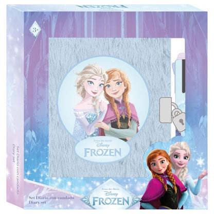 Diario Frozen Disney con candado, Elsa y Anna, y bolígrafo multicolor