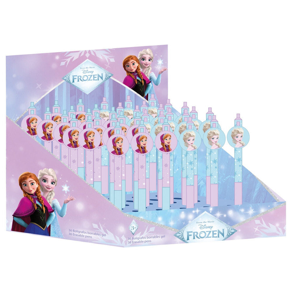 Expositor con 36 bolígrafos borrables Disney Frozen de Anna y Elsa