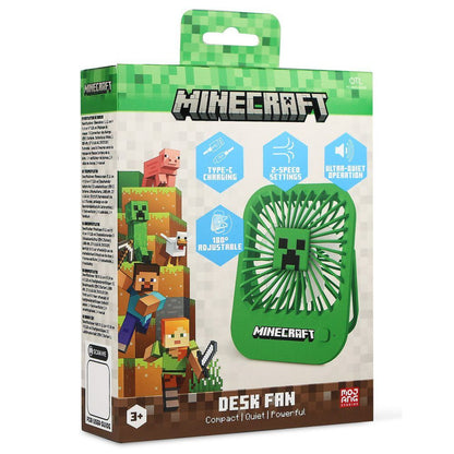 Ventilador de escritorio verde Minecraft con diseño de Creeper