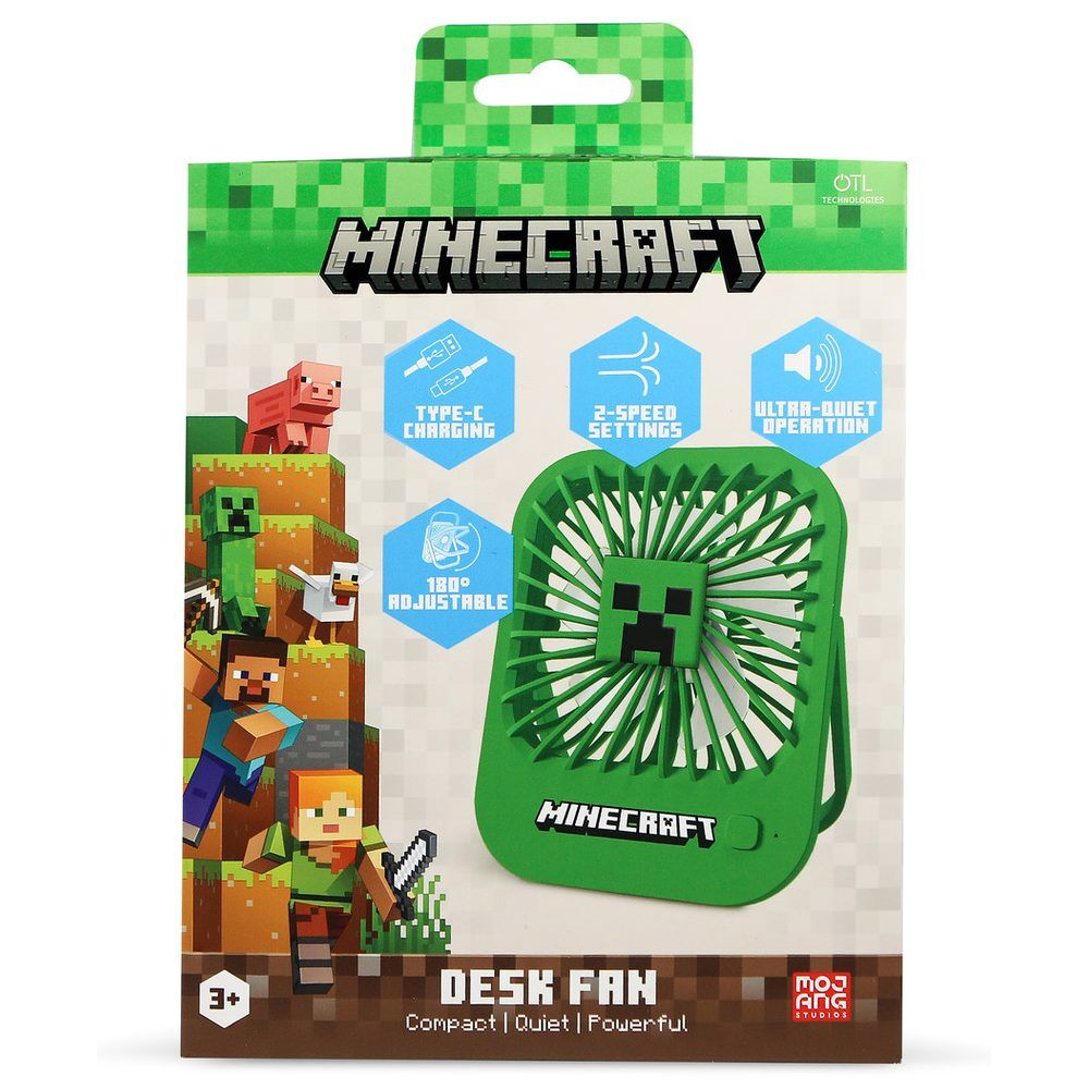 Ventilador de escritorio verde Minecraft con diseño de Creeper - 2