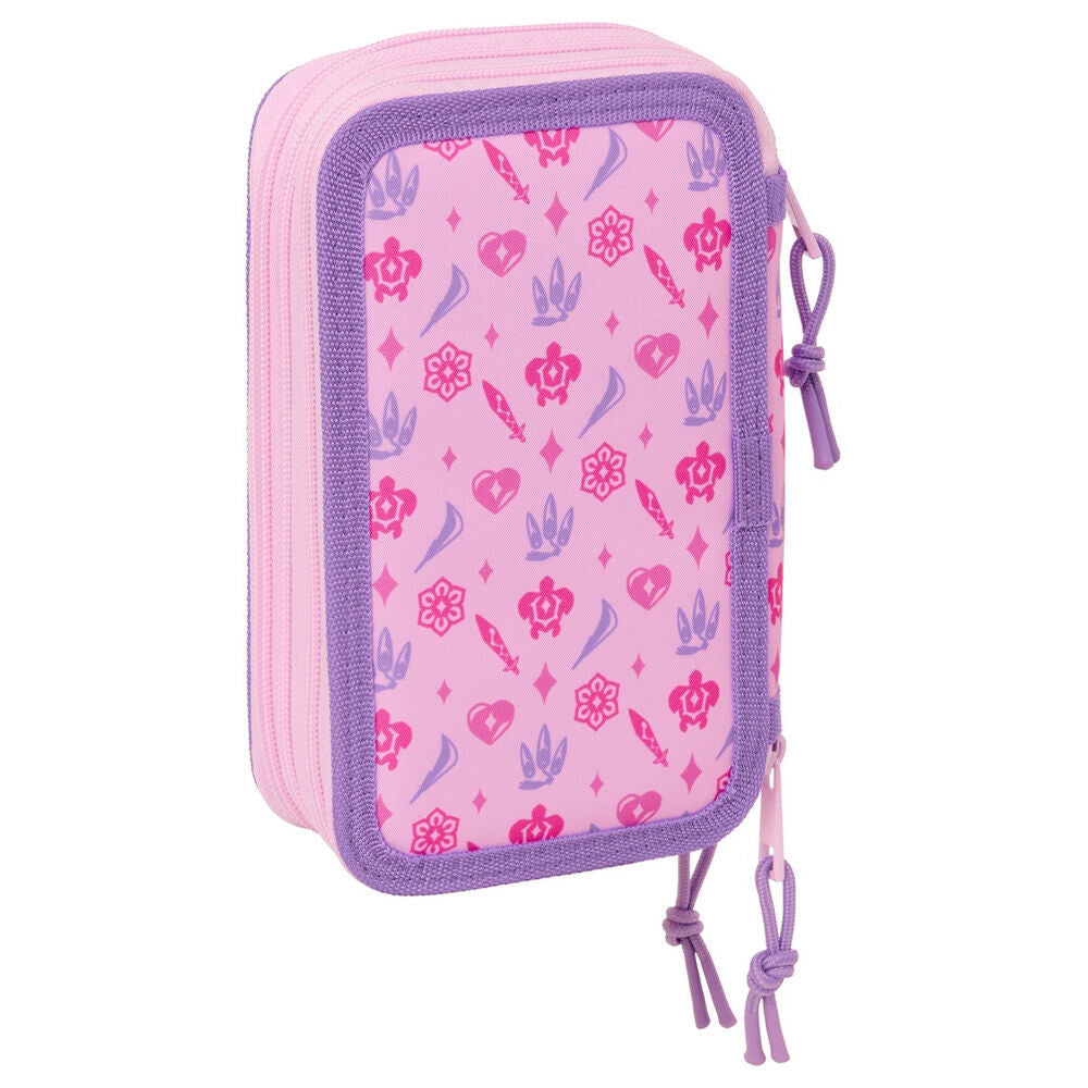 Plumier triple rosa y lila Kpop Demon Hunters con 37 piezas - 2