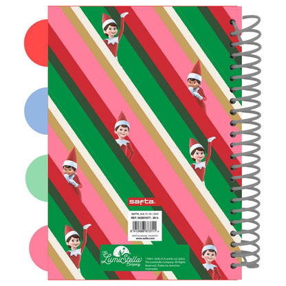 Cuaderno A5 rojo SAFTA Elf on the Shelf con espiral y separadores - 2