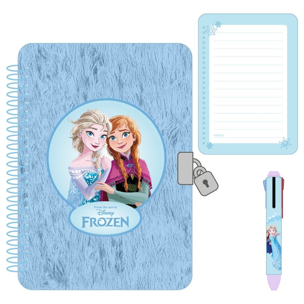 Diario Frozen Disney con candado, Elsa y Anna, y bolígrafo multicolor - 2