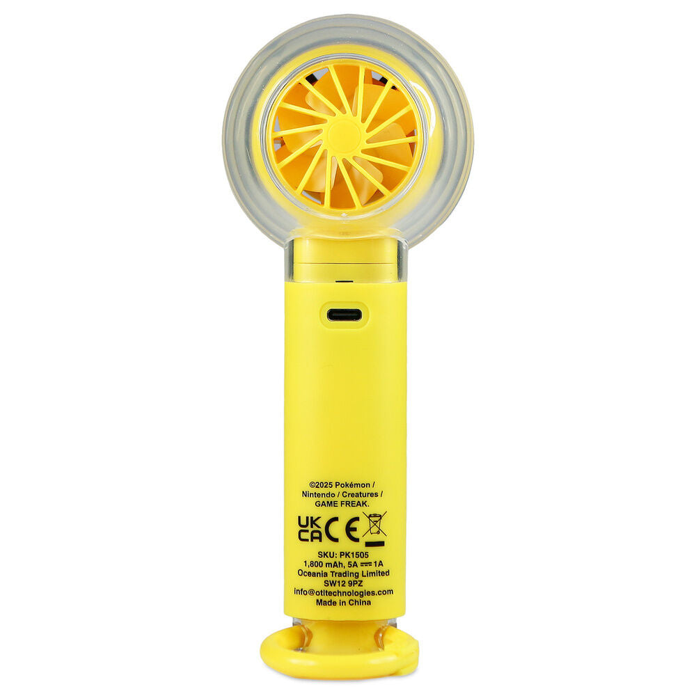 Ventilador portátil amarillo de Pikachu Pokémon con cable USB-C - 6