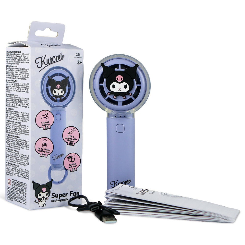 Ventilador de mano lila Kuromi recargable con carga USB-C - 9