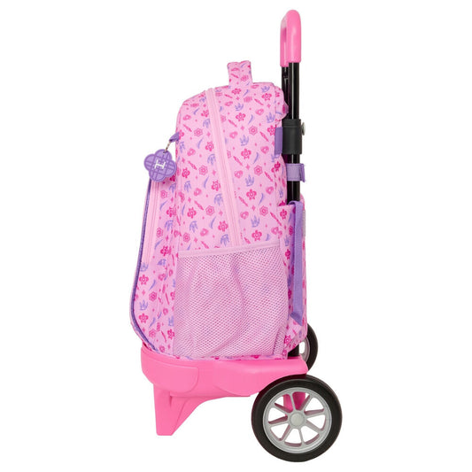 Trolley mochila rosa Safta Kpop Demon Hunters con carro y ruedas - 3
