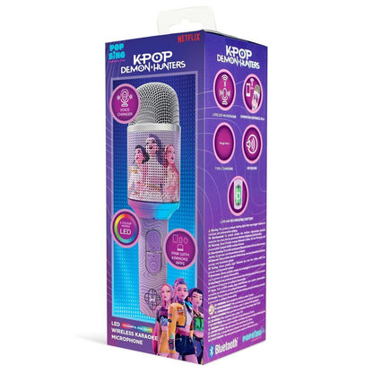 Micrófono inalámbrico de karaoke Kpop Demon Hunters morado con luz LED - 2