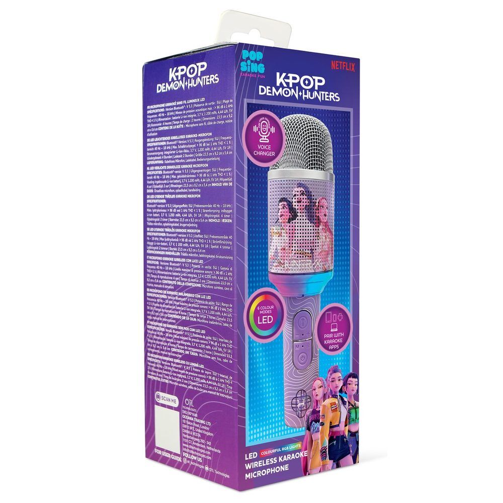 Micrófono inalámbrico de karaoke Kpop Demon Hunters morado con luz LED - 4