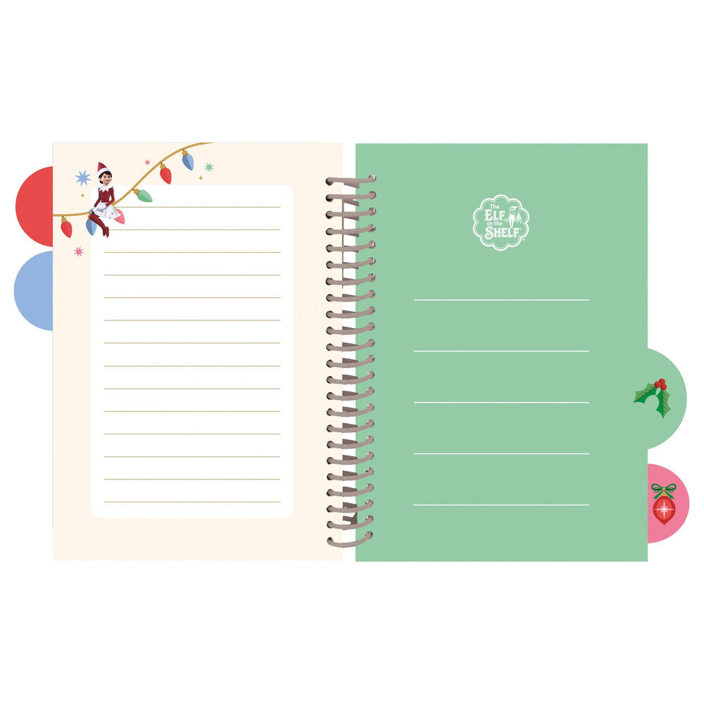 Cuaderno A5 rojo SAFTA Elf on the Shelf con espiral y separadores - 4