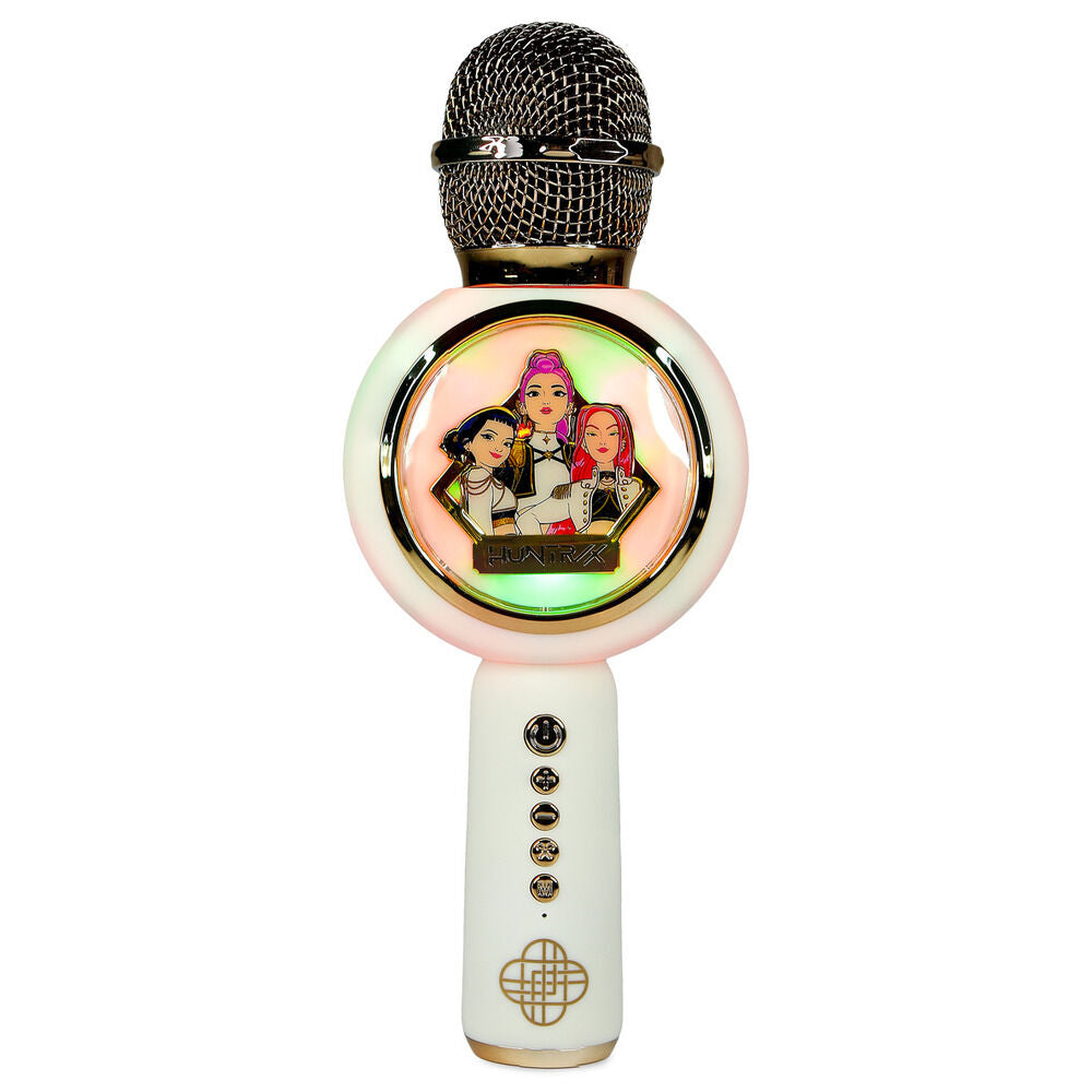 Micrófono karaoke LED blanco y dorado de KPop Demon Hunters