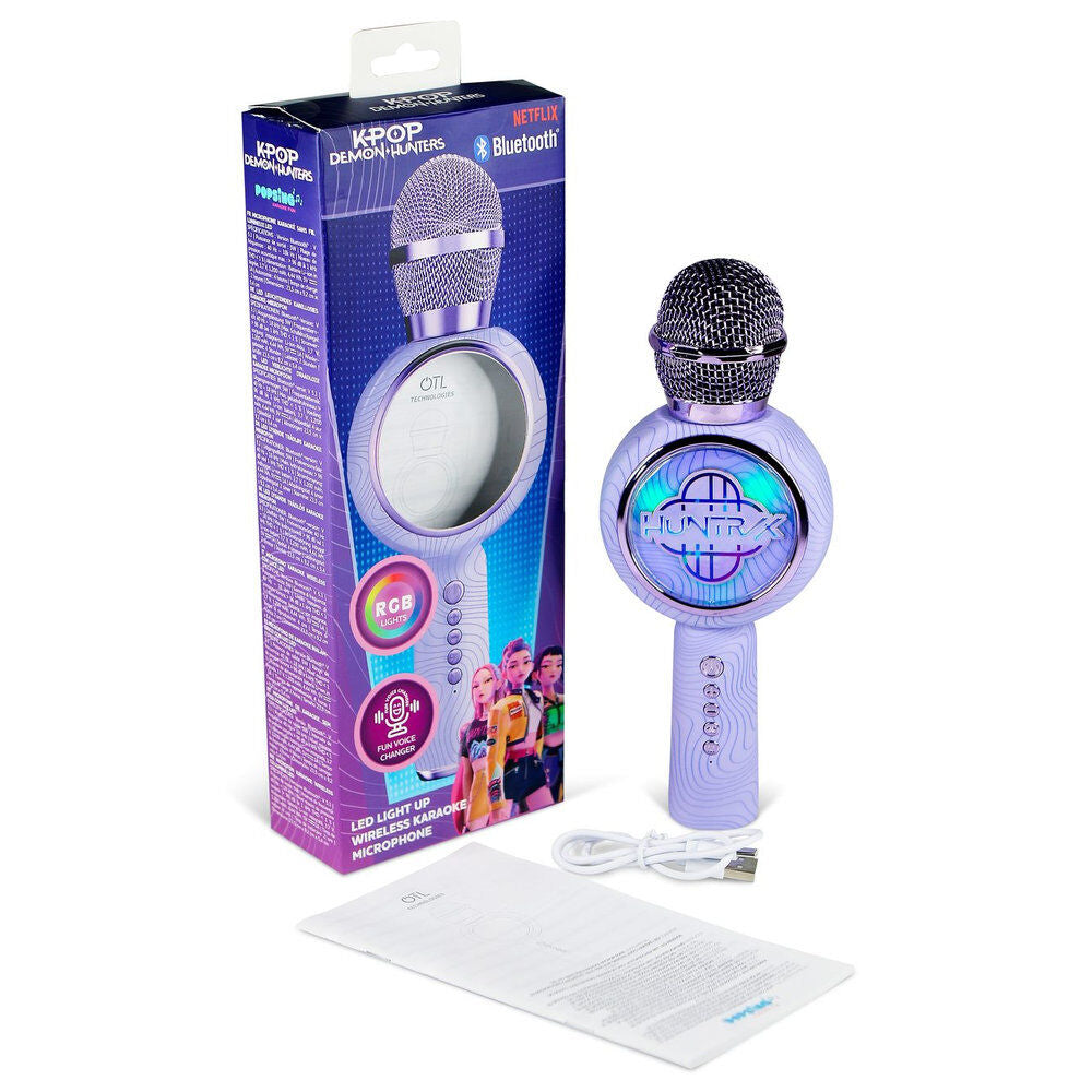 Micrófono karaoke inalámbrico KPop Demon Hunters morado con luces LED - 4