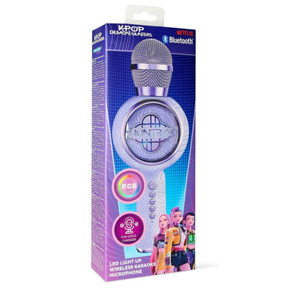 Micrófono karaoke inalámbrico KPop Demon Hunters morado con luces LED - 6