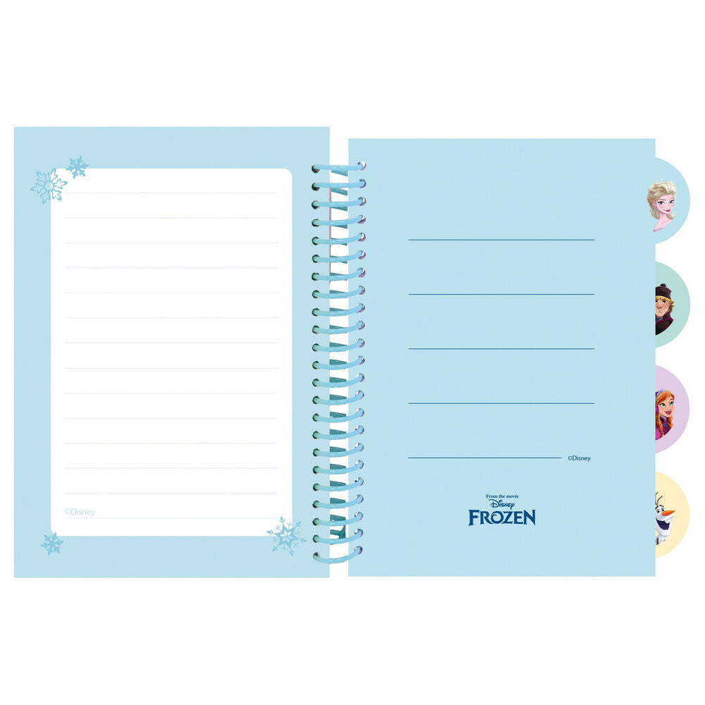 Cuaderno A5 Frozen Disney con Elsa y Anna, tapas azules y separadores - 5