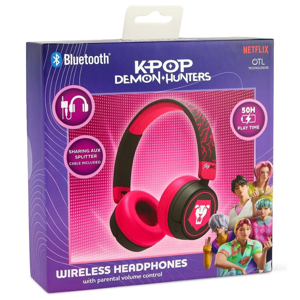 Auriculares infantiles Saja Boys KPop Demon Hunters en negro y rosa - 3