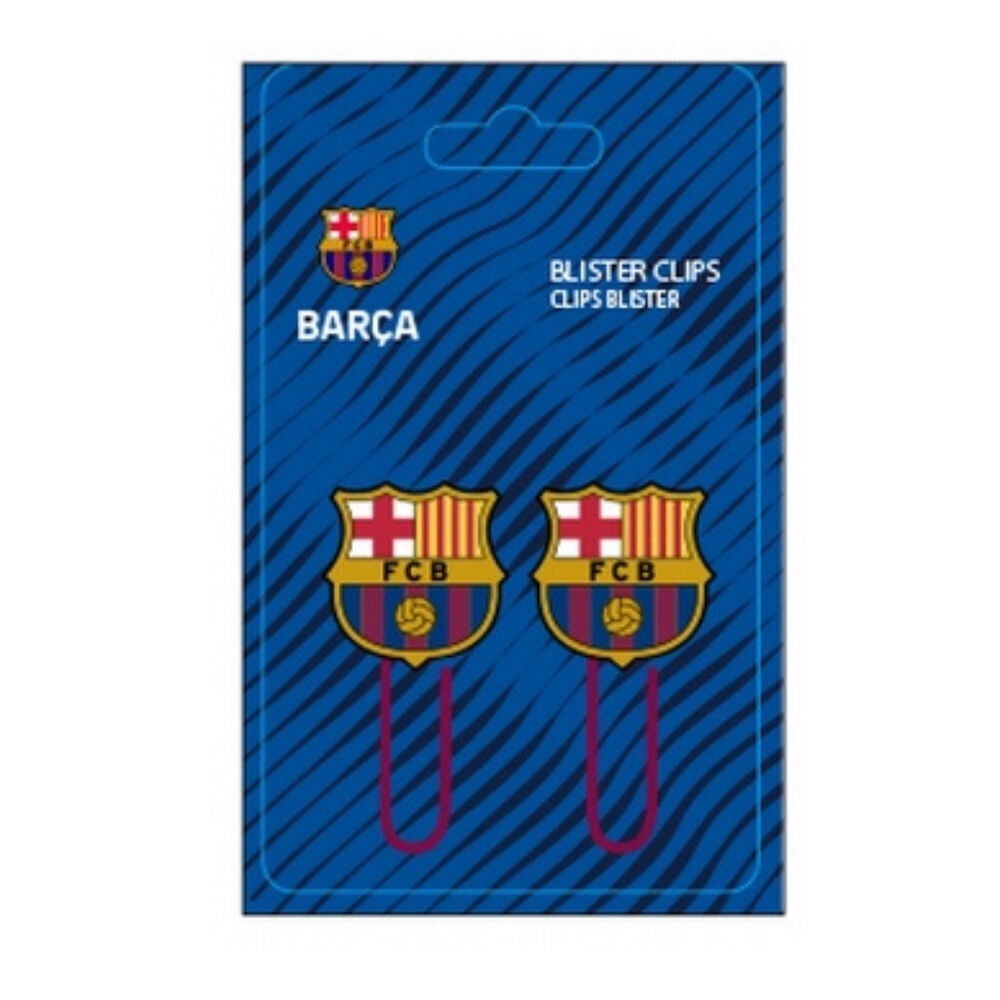 Blíster azul con dos clips del F.C. Barcelona de tamaños diferentes